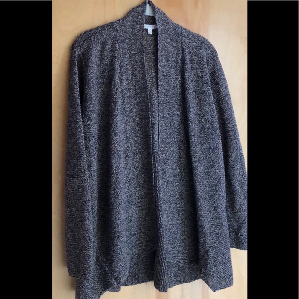 Eileen Fisher linen black beige cardigan large